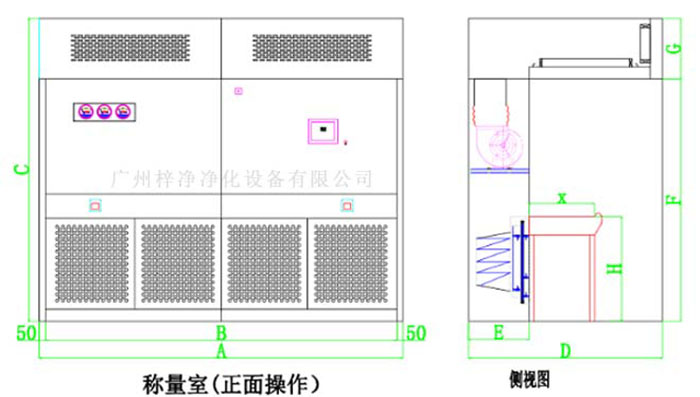 負(fù)壓稱量罩設(shè)計方案示意圖